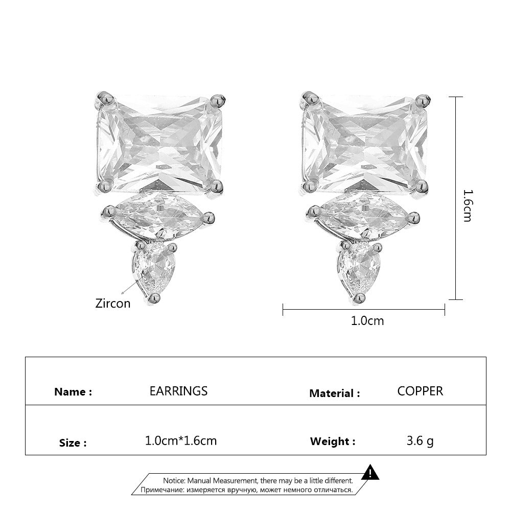 Bulk White Yellow Gold Silver CZ Anti Tarnish Copper Stud Earrings