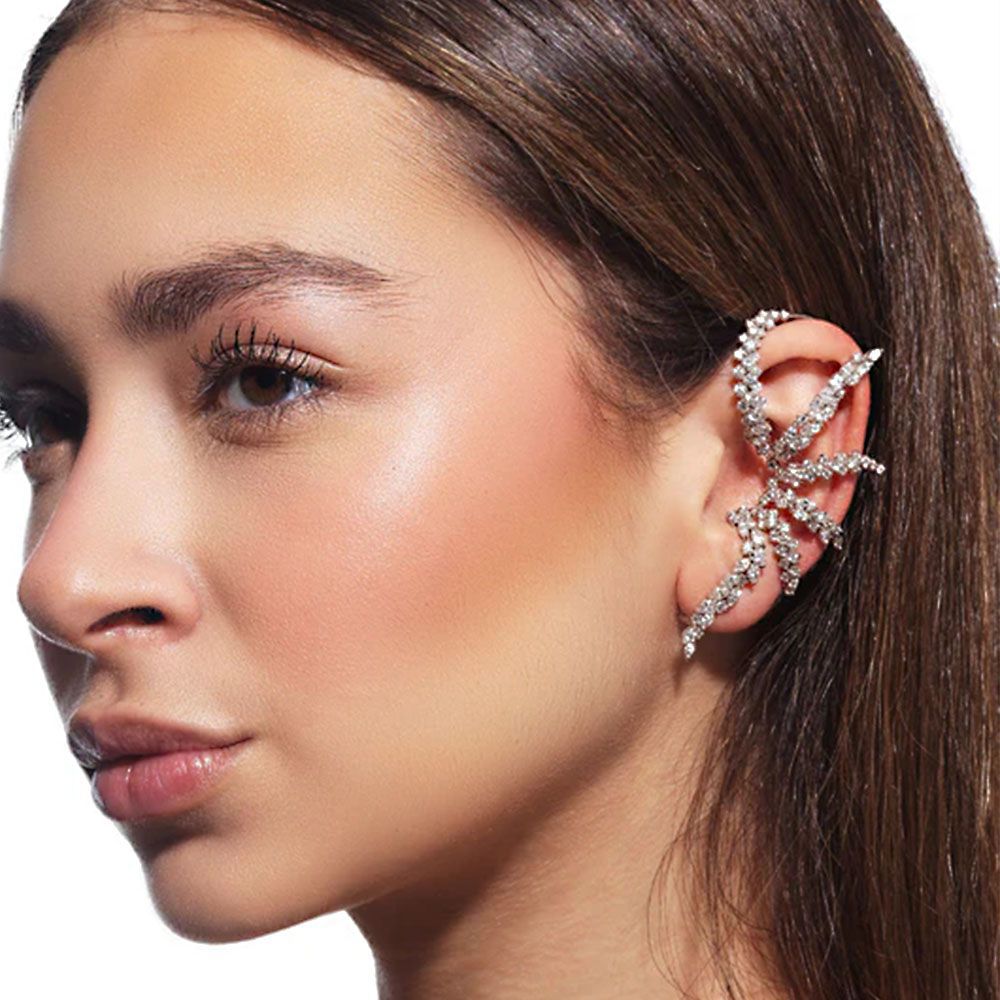 Geometric Rhinestones CZ 18K Gold Silver Ear Clips Earring Pair Bulk Main image