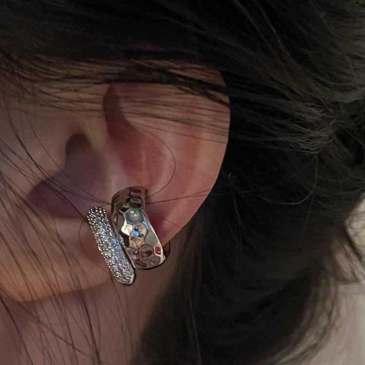 Gold Silver Double Band Cubic Zirconia Copper Ear Cuff Earrings Women Bulk