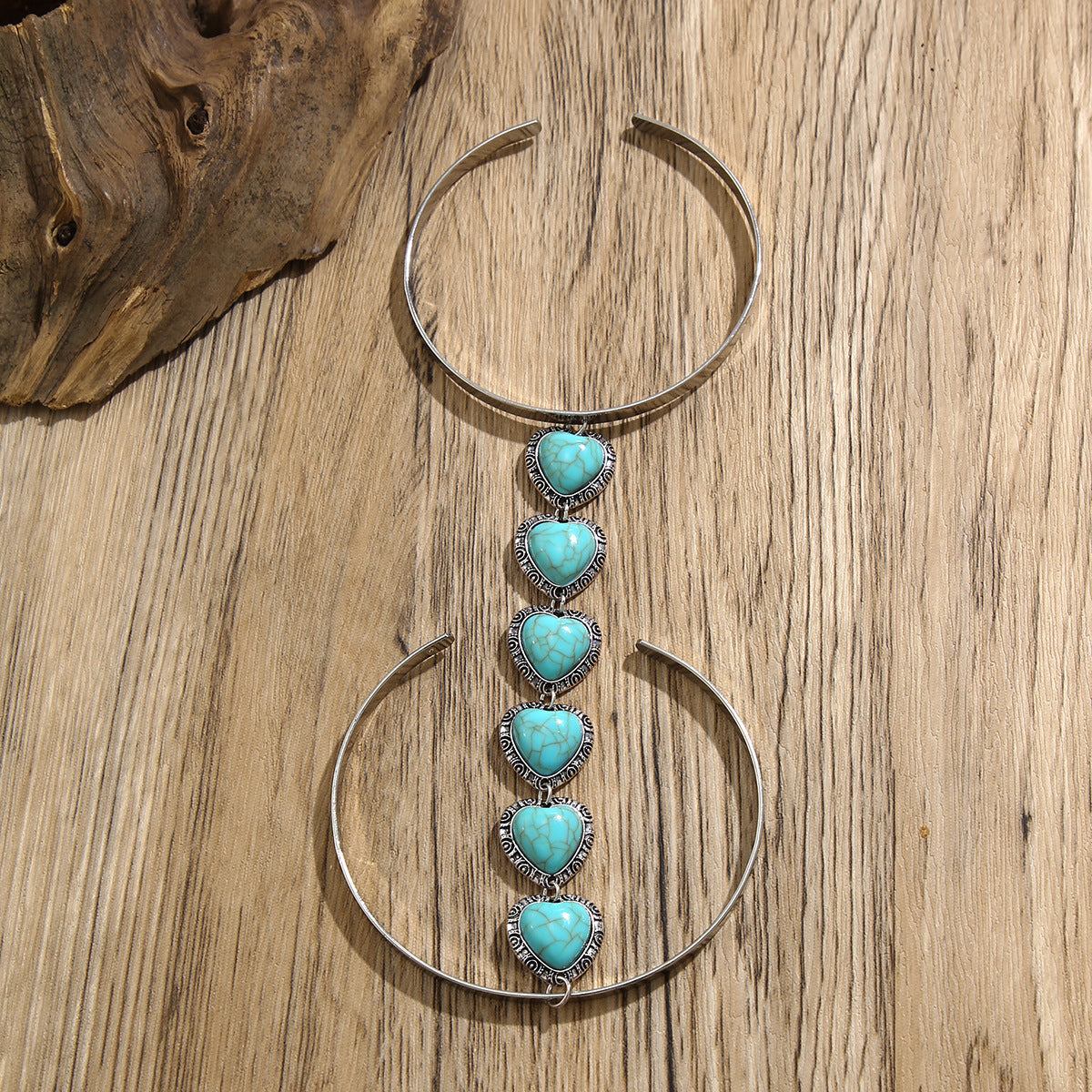 Heat Turquoise Green Beards Green Silver Open Arm Bracelet Women Bulk