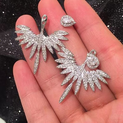 Angel Wings Cubic Zirconia Silver Anti Tarnish Dangler Earring Bulk