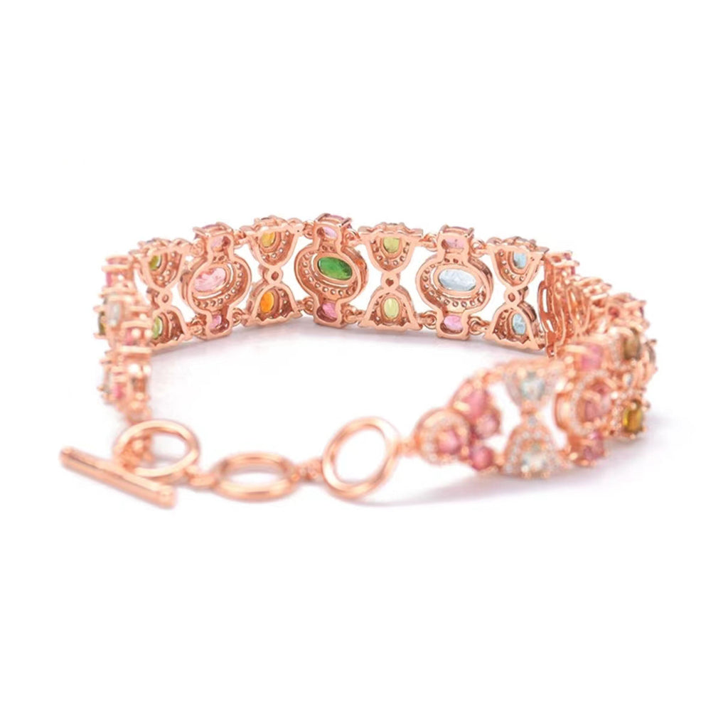 Floral Rose Gold Multi Anti Tarnish Cubic Zirconia Bracelet Ring Bulk