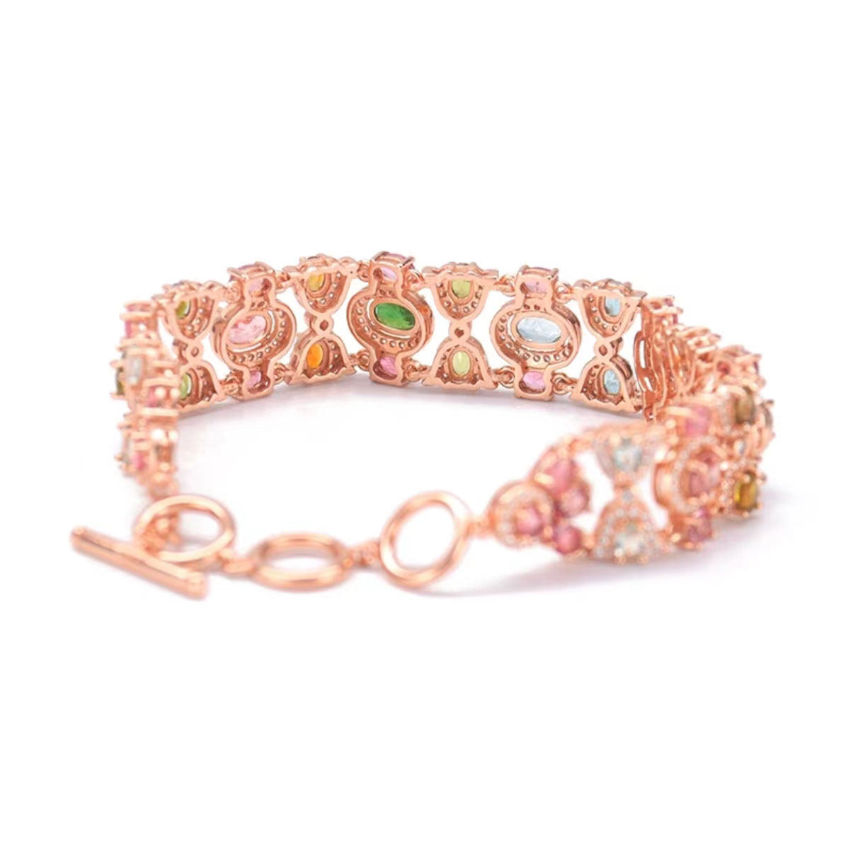 Floral Rose Gold Multi Anti Tarnish Cubic Zirconia Bracelet Ring Bulk