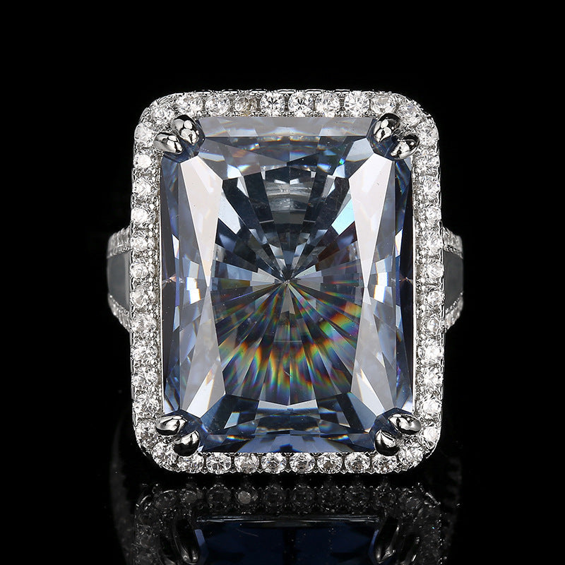 Premium Square Cut Silver Plated CZ Copper Anti Tarnish Fancy Ring Bulk
