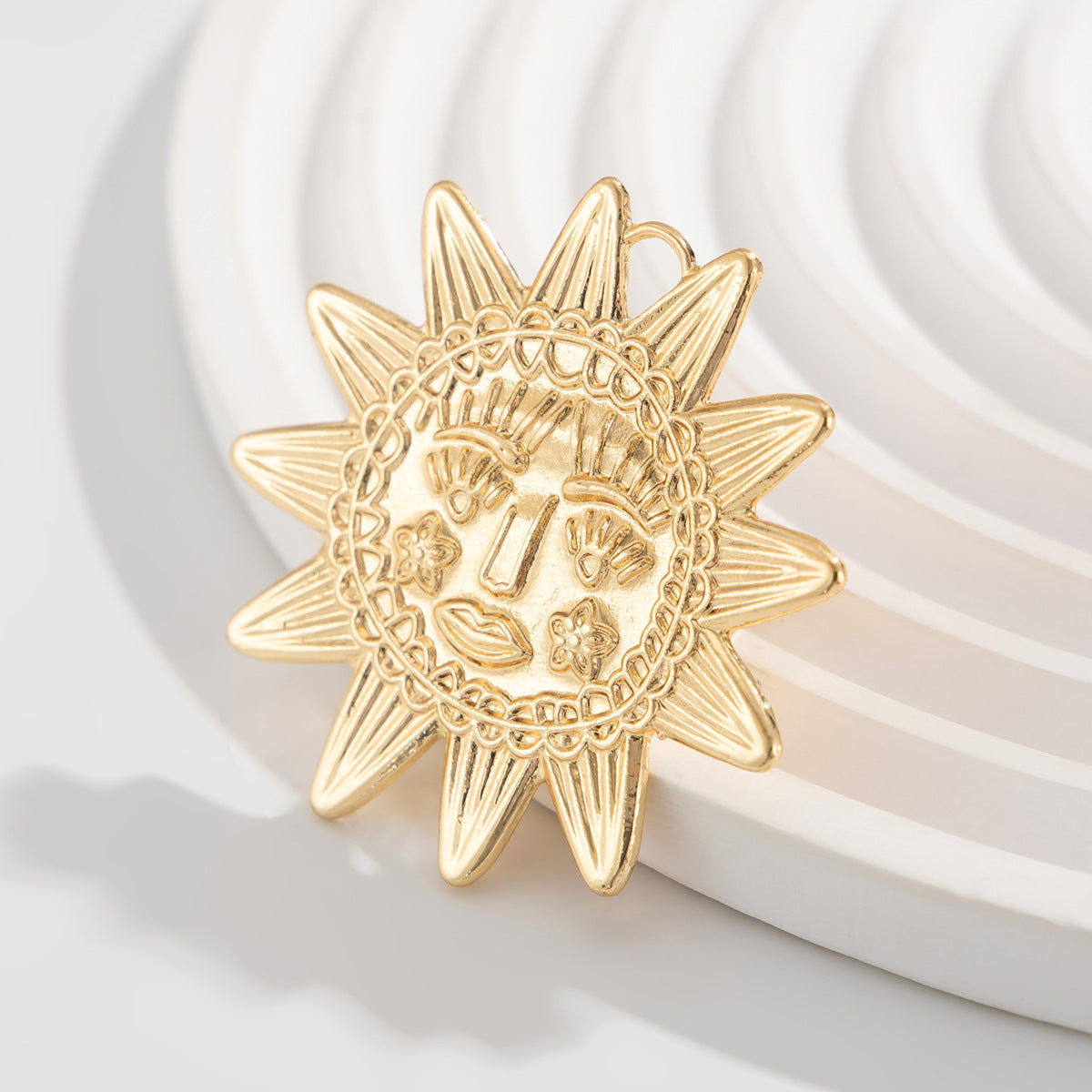 Star Sun Face 18K Gold Silver Big Free Size Ring For Women Bulk