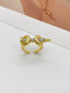 Gold Silver Nail Cubic Zirconia Copper Adjustable Ring For Women Bulk