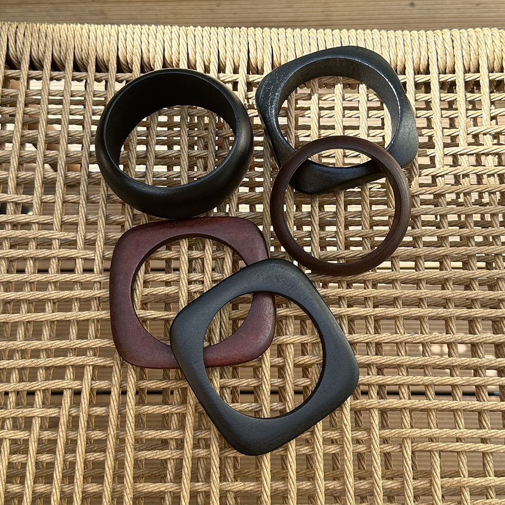 Round Wooden Black Brown Cuff Kada Bracelet For Women Bulk