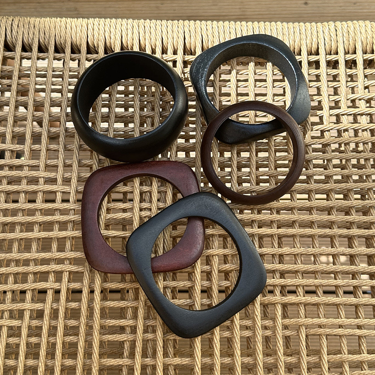 Round Wooden Black Brown Cuff Kada Bracelet For Women Bulk