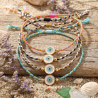 Multi Color Trendy Evil Eye Gold Beads Fabric Bracelet For Women Bulk