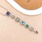 Designer Rainbow Crystal Gold Silver CZ Stainless Steel Necklace Bulk