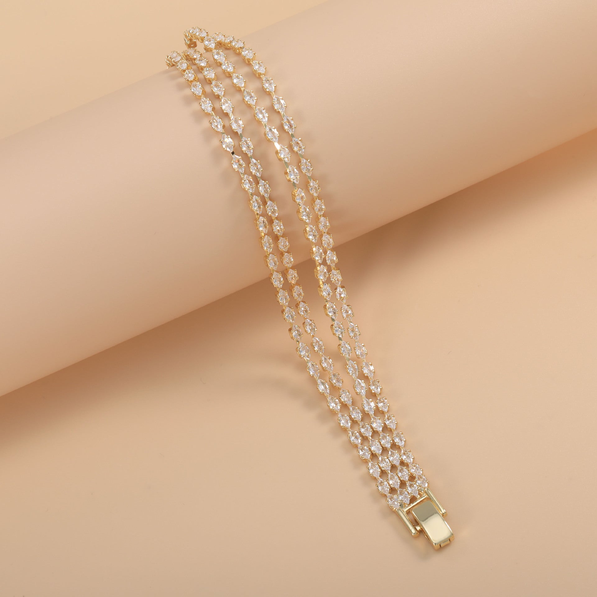 Bulk Layered Marquise Cut Tennis Style Gold Silver CZ Copper Bracelet