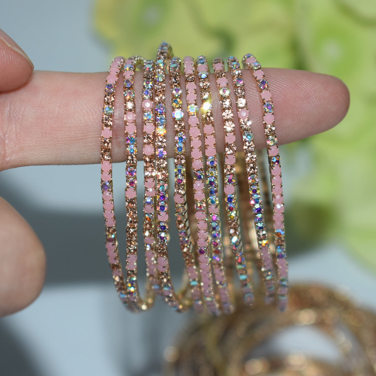18K Gold Silver Multi Rhinestone Bracelet Bangle Adjustable Women Bulk