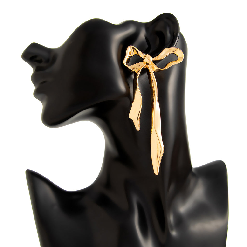 Bow 18K Gold Anti Tarnish Dangler Stud Earring For Women Bulk