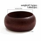 Round Wooden Black Brown Cuff Kada Bracelet For Women Bulk