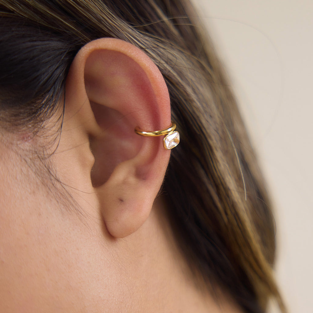 Gold Minimalist Cubic Zirconia Stainless Steel Ear Cuff Earrings Women Bulk