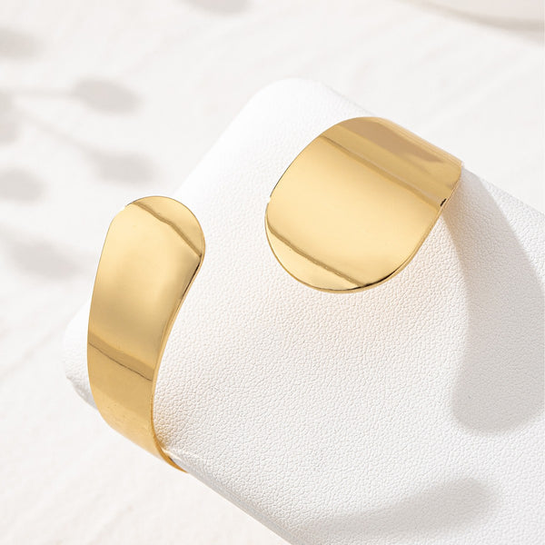 Minimalist Sculptural Wave Open Plain Gold Plated Cuff & Kada Wholesale Secondary image
