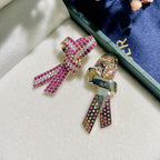 Pink White Gold Silver Solitaire Crystal Cubic Zirconia Anti Tarnish Stud Earring For Women