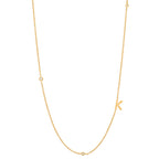 Initial Alphabets Letters 18K Gold Cubic Zirconia Stainless Steel Anti Tarnish Necklace For Women