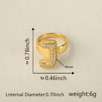 All Initial Letter Alphabets CZ Gold Anti Tarnish Adjustable Ring Bulk