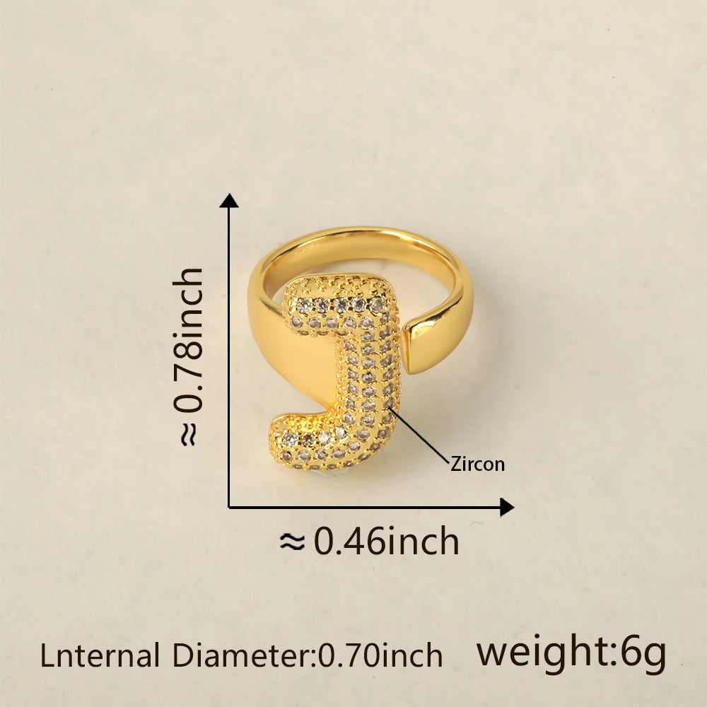 All Initial Letter Alphabets CZ Gold Anti Tarnish Adjustable Ring Bulk