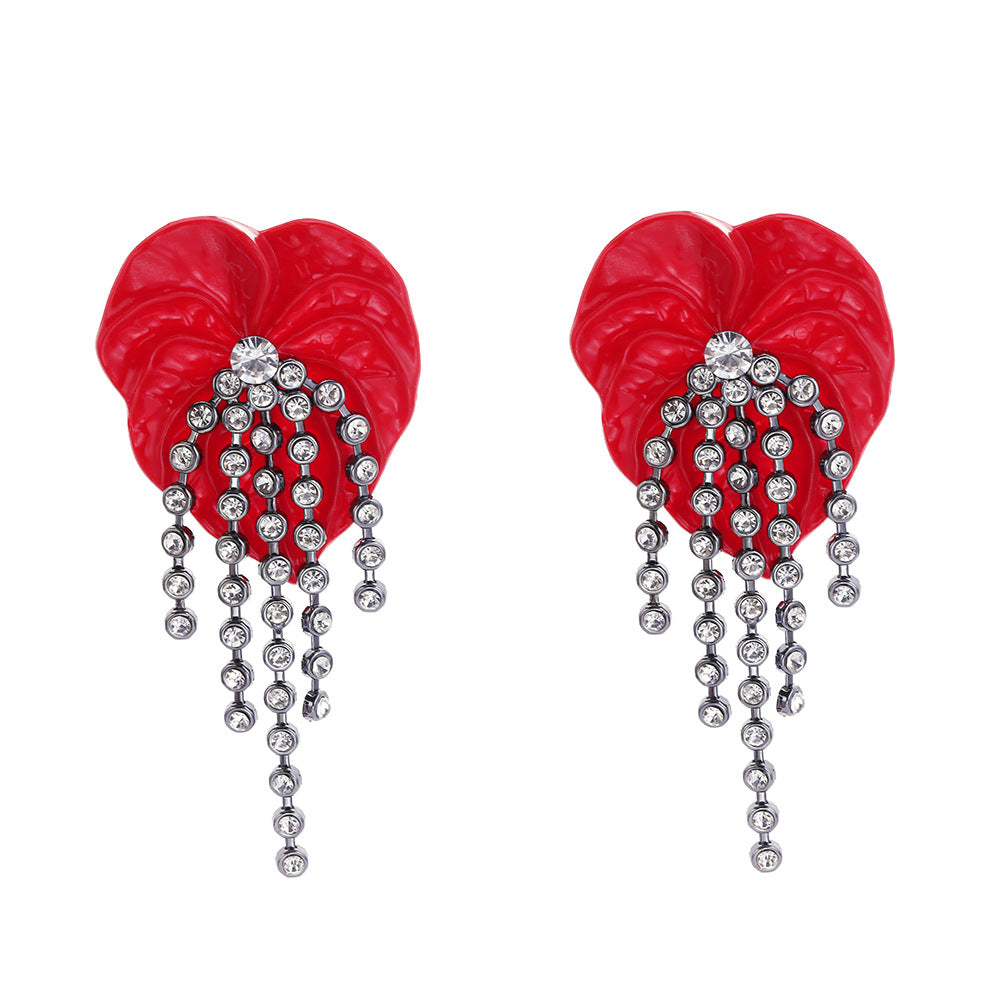 Multi Color Enamel Flower Silver Plated CZ Crystal Dangle Earrings Bulk