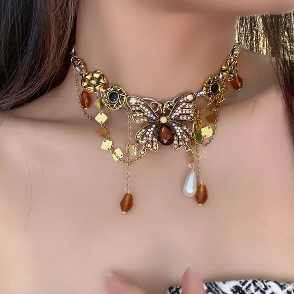 Butterfly Flower Multicolour 18K Gold Anti Tarnish Charm Necklace Bulk Secondary image