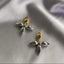 Two Tone Leaf Clover 18K Gold Silver Anti Tarnish Stud Earring Bulk
