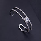Bulk Heart Layered Silver Plated CZ Anti Tarnish Copper Cuff & Kada