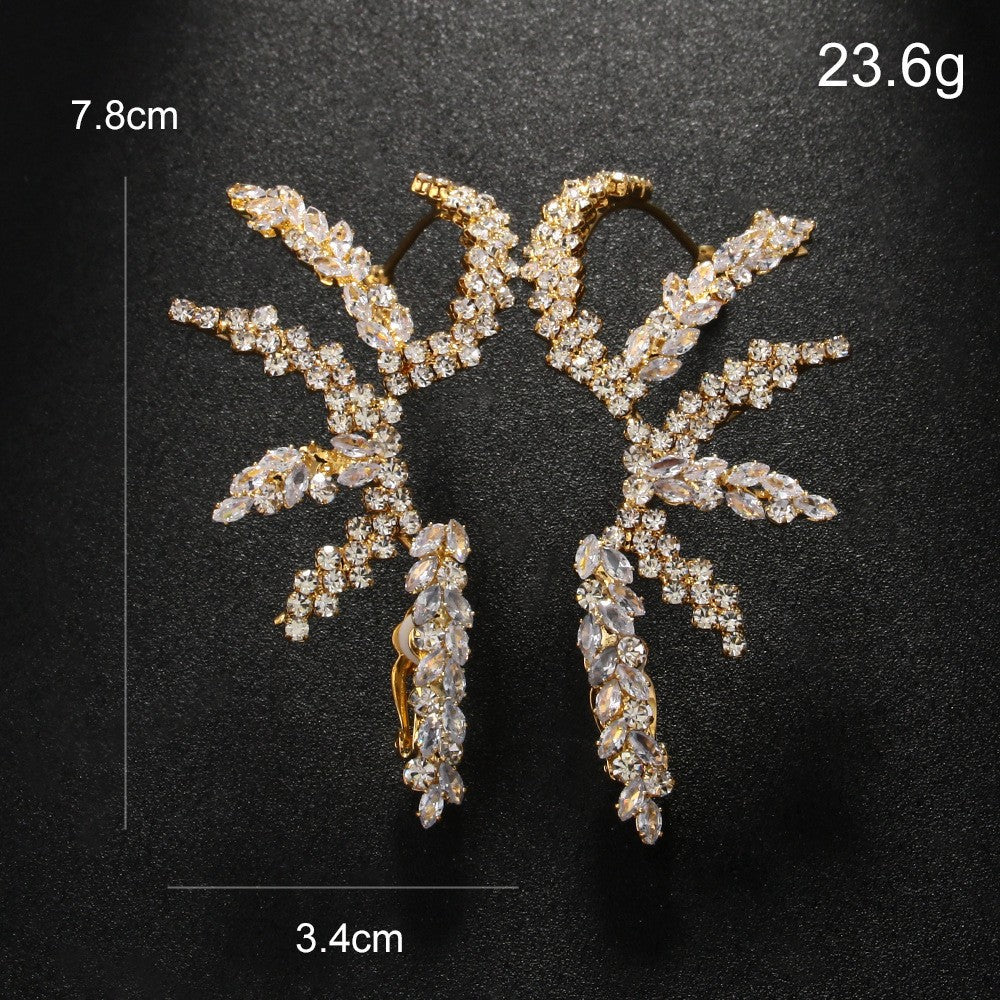 Geometric Rhinestones CZ 18K Gold Silver Ear Clips Earring Pair Bulk
