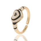 Heart Rainbow Enamel 18K Gold Plated Anti Tarnish Ring For Women Bulk