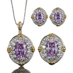 Elegant Round Shape Gold Plated CZ Copper Necklace Combo Set Wholesale