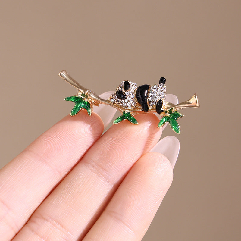 Multi Color Panda Gold Plated Rhinestone Brooch For Women Bulk