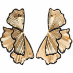 Beaten Finish Leaf 18K Gold Black Dangler Earring For Women Bulk