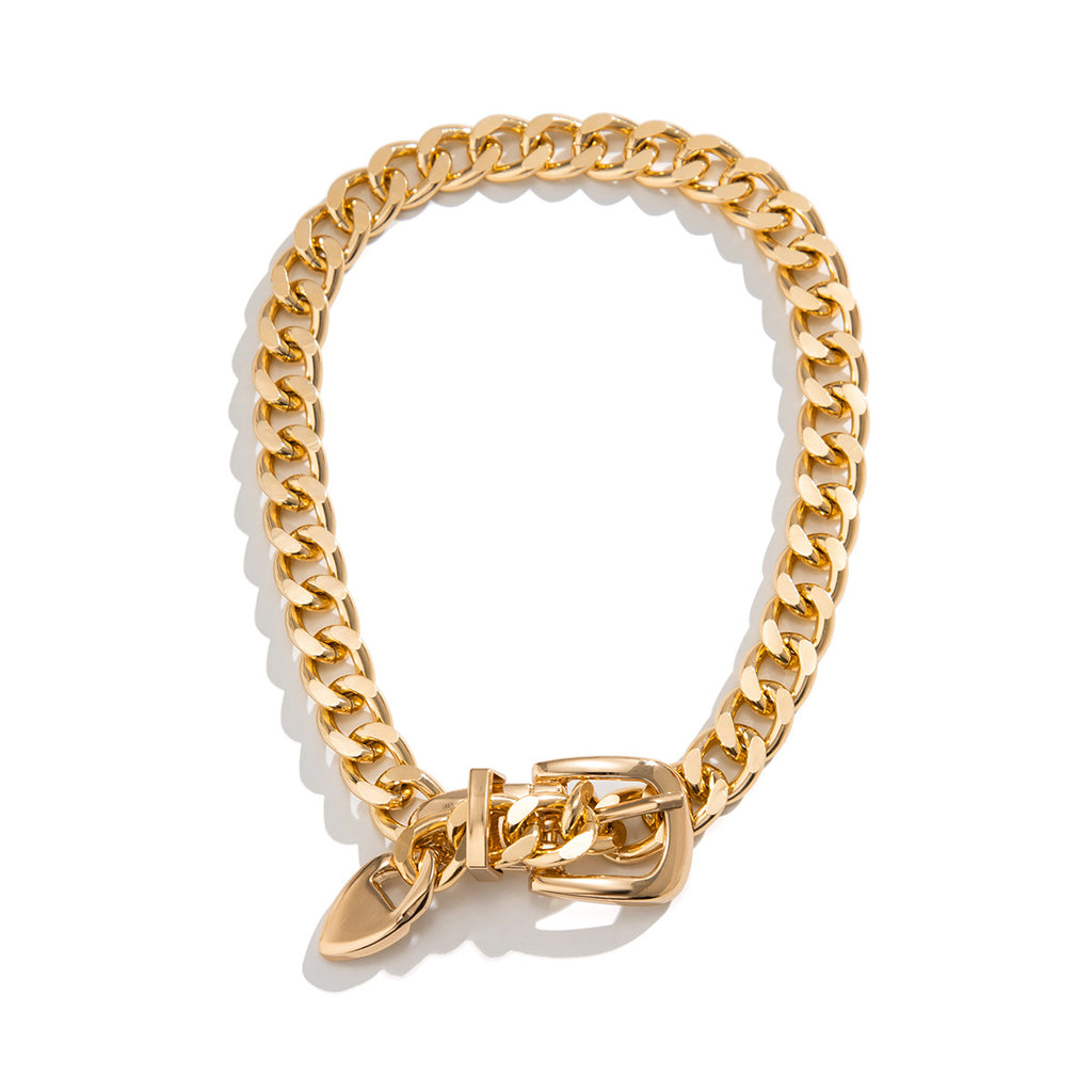 18K Gold Plated Anti Tarnish Curb Neck Belt Choker Necklace Women Bulk