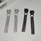 Long Panther Cubic Zirconia Silver Dangler Tassel Earring Women Bulk