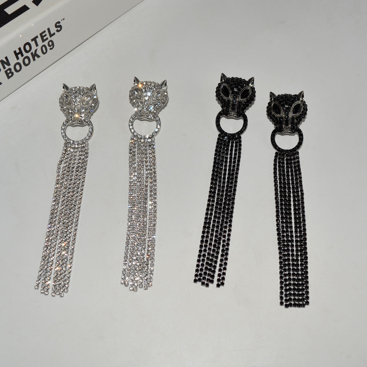 Long Panther Cubic Zirconia Silver Dangler Tassel Earring Women Bulk