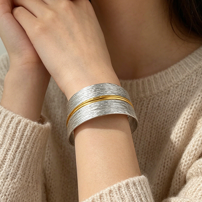 Silver Gold Textured Dual Tone Anti Tarnish Copper Cuff & Kada Women Bulk