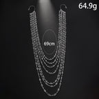 Long Multi-Layered Chain Rhinestones Silver Ear Cuff Earring Bulk