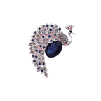 Peacock Blue Silver Cubic Zirconia Crystal Brooch For Women Bulk