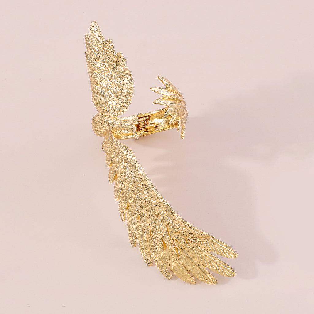 Eagle Long Feather 18K Gold Anti Tarnish Cuff Kada Bracelet Bulk
