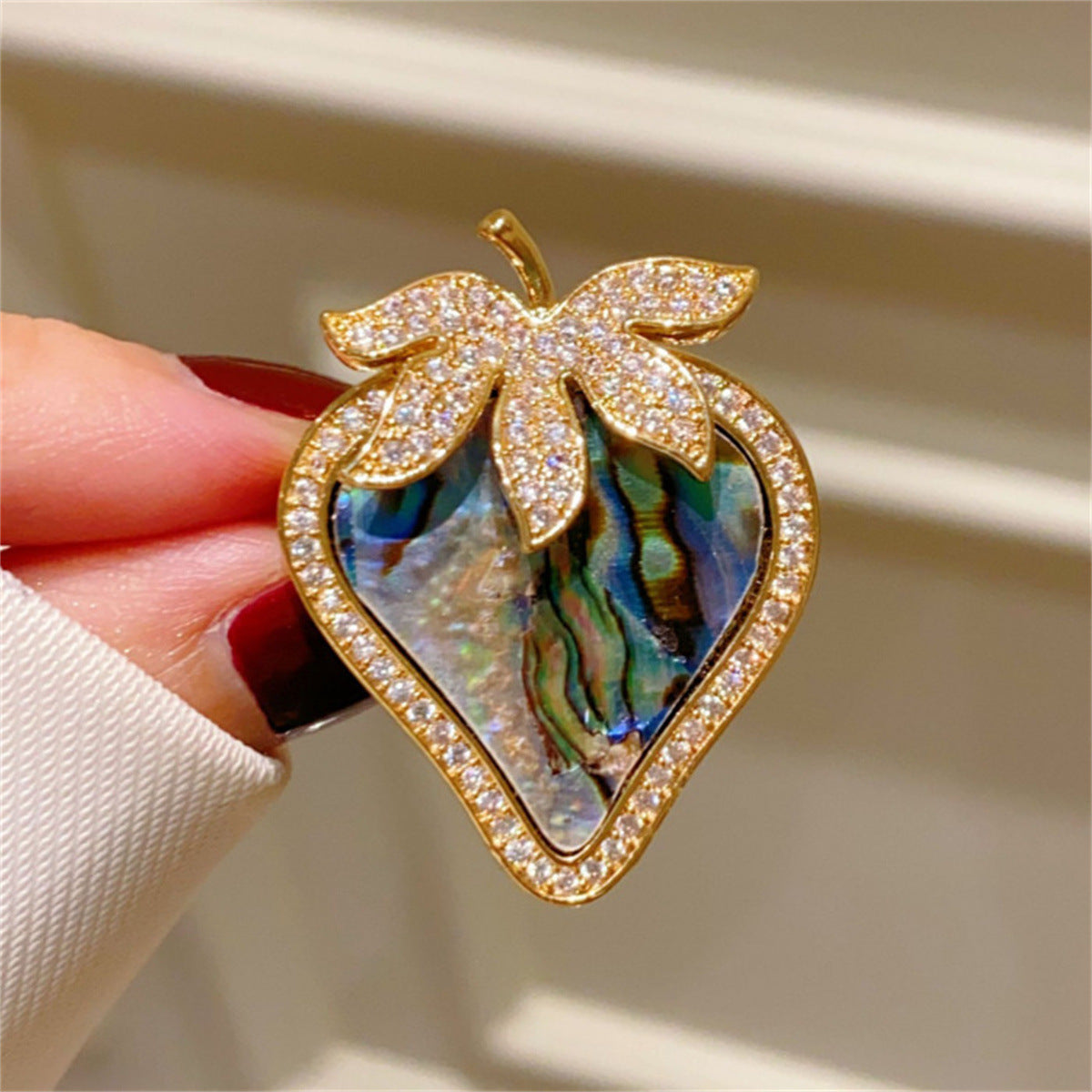 Multi Color Designer Strawberry Gold Abalone Shell Copper Brooch Bulk
