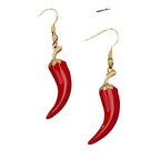 Trendy Red Green Mirchi And Spice Gold Enamel Dangler Earrings Bulk