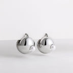 Modern Puffy Gold Silver Pearl Stainless Steel Hoop Earrings Wholesale