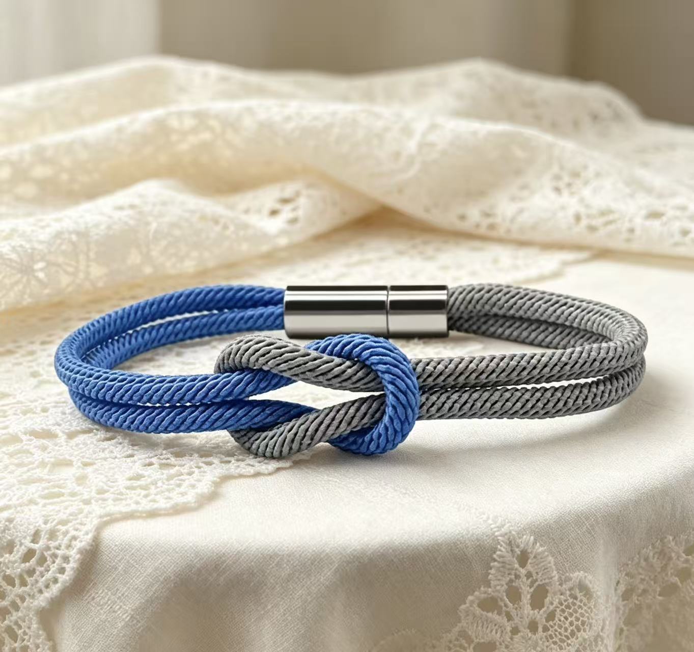 Multi Color Infinity Knot Silver Plain Fabric Bracelet For Women Bulk