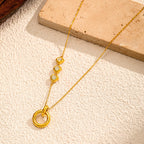 Gold Round Heart Plain Cubic Zirconia Copper Pendant Chain Bulk