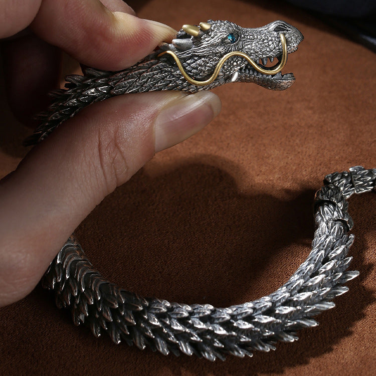 Dragon Bone Cubic Zirconia Silver Anti Tarnish Bracelet Women Men Bulk