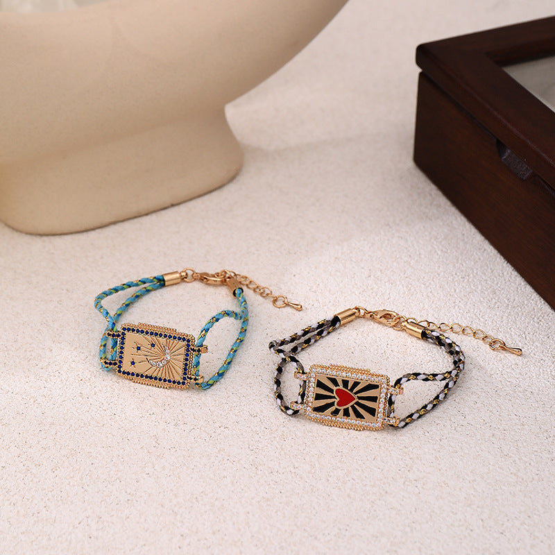 Heart Moon Enamel Gold Threads Anti Tarnish Threads Bracelet Bulk