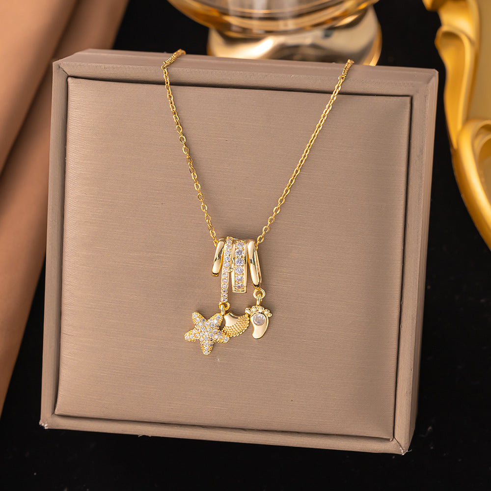 Multi Color Designer Multi Charm Gold CZ Stainless Steel Pendant Bulk