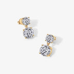 Elegant Double Round Gold Plated CZ Stainless Steel Stud Earrings Bulk