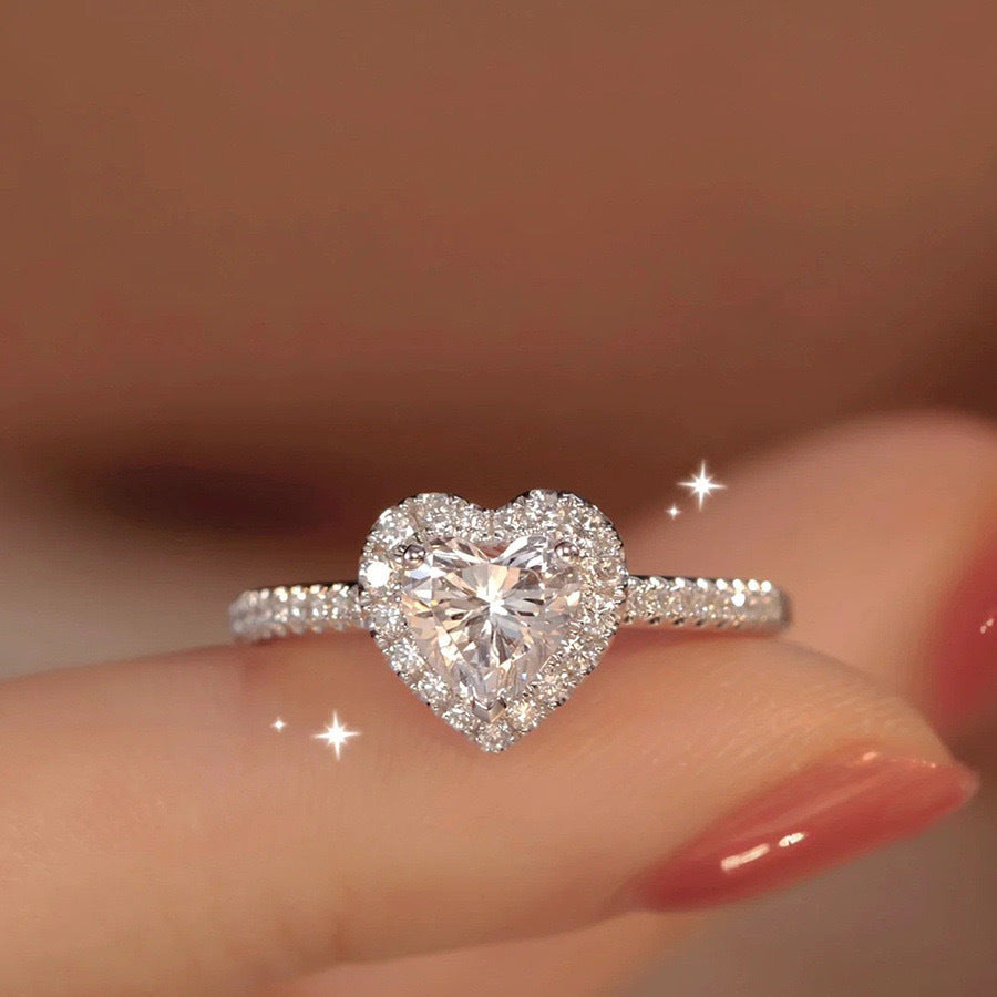 Love Heart Solitaire CZ Silver Anti Tarnish Free Size Ring Bulk